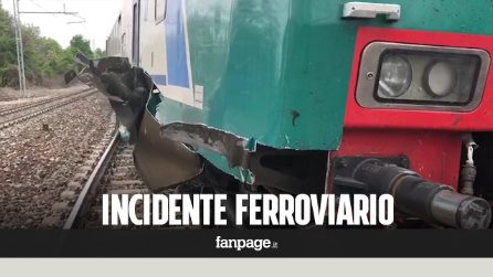 Cuneo, Treno regionale deraglia per una gru sui binari