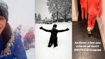 Michelle Hunziker si diverte sulla neve con le figlie, poi il brutto scherzo ad Aurora che sta dormendo