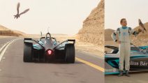 Felipe Massa su Formula E sfida un falco: la sfida in velocità è avvincente