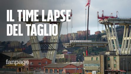 Ponte Morandi, il time lapse dello smontaggio