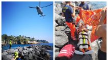Napoli, salvataggio alla Gaiola, uomo ferito sugli scogli prelevato da elicottero